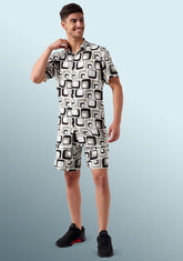 Rounded Box Shapes Half Sleeve Co-Ords Set